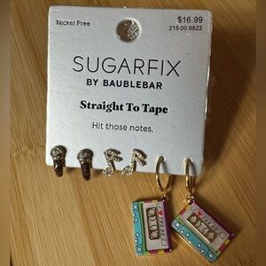 Sugarfix by BaubleBar “Straight To Tape” Earring Set – Music Theme, Nickel Free